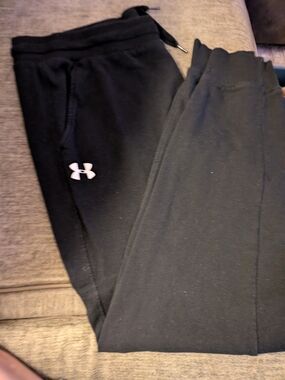 Under Armour Women's Black Jogger Sweatpants with White Logo